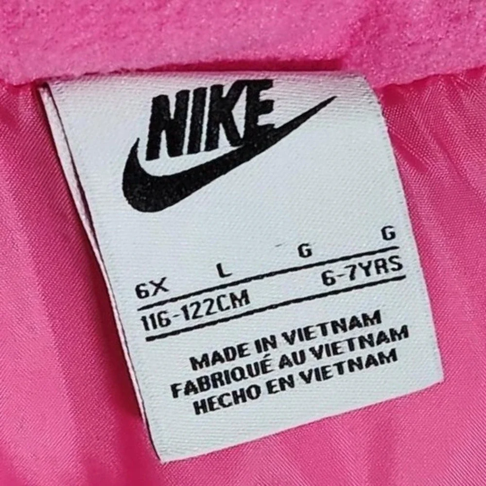 Nike Girls Vest Long Slv Tee Set Pink White Swoosh Print Puffer Size 6X